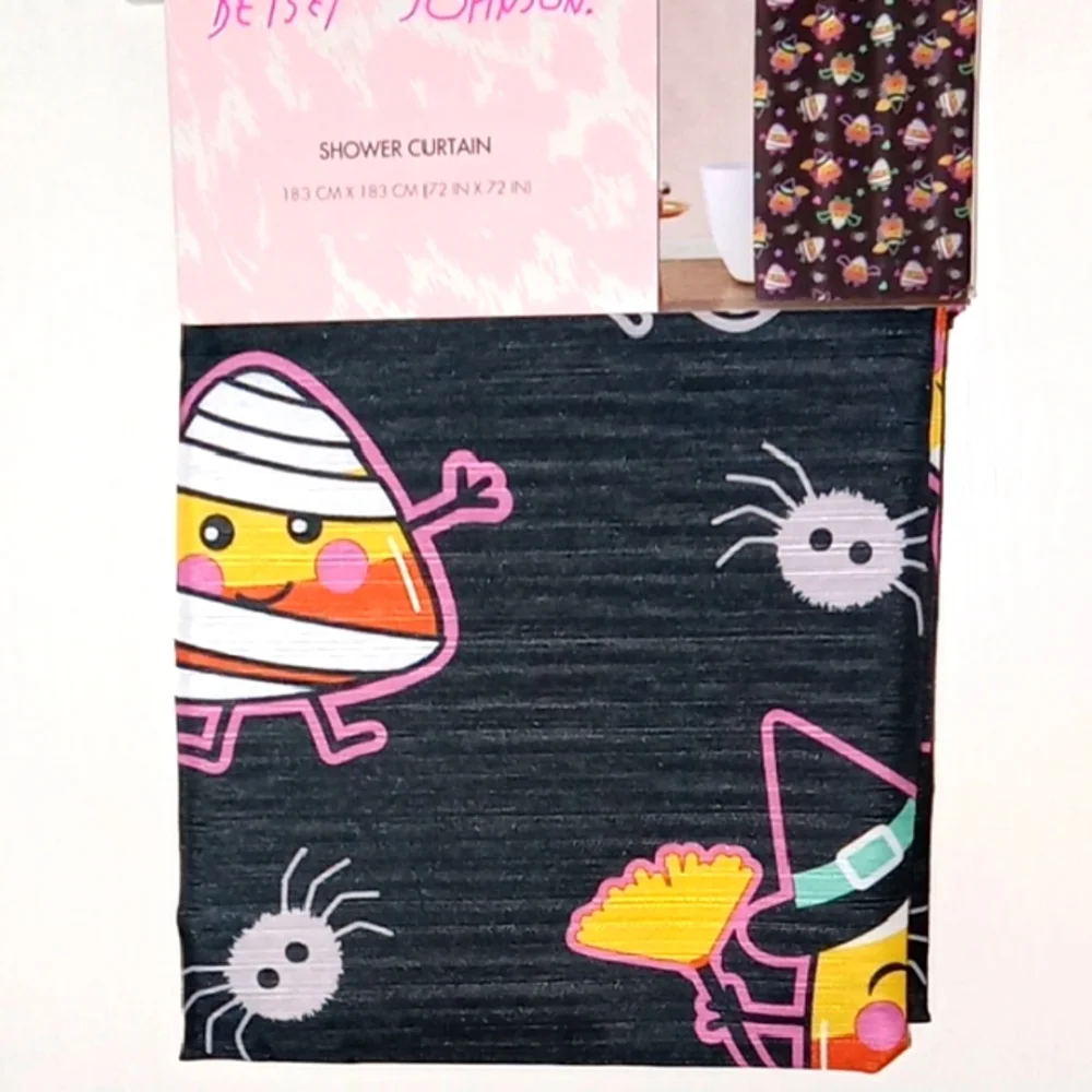 Betsey Johnson Candy Corn and Spider Shower Curtain